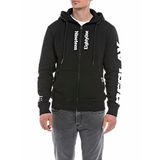 Replay Fermuarlı erkek kapüşonlu sweatshirt, 098 Black, S