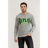 Replay Regular Bisiklet Yaka Sweatshirt, L, M654700023504, Gri, erkek