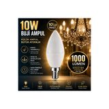 repplam 10'lu Paket 10W Buji Led Ampul Sarı Işık İnce Duylu Ampul Avize Ampulü 1000 Lümen