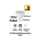 repplam 10'lu Paket 7w - 70w Mr16 Led Ampul Sarı Işık 630 Lümen Gu 5.3 Led Ampul Spot Ampul 220 Volt