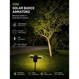 repplam 10w Günışığı Solar Kazıklı Çim Armatür Duvar Armatür Güneş Enerjili Bahçe Aydınlatması Bahçe Aplik
