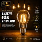 Repplam 12W Rustik LED Ampul Sarı Işık 1540 Lümen E27 Duylu Dekoratif Ampul Flamanlı - 5 Adet