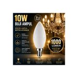 repplam 3'lü Paket 10W Buji Led Ampul Sarı Işık İnce Duylu Ampul Avize Ampulü 1000 Lümen