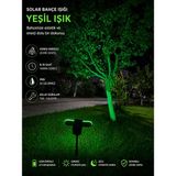 Repplam ACK 10W Yeşil Işık Kazıklı Çim Solar Armatür Duvar Armatür Güneş Enerjili Bahçe Aydınlatması Bahçe Aplik