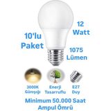 Repplam ACK 12W Günışığı LED Ampul 1075 Lümen E27 Duylu Yüksek Işık LED Lamba - 10 Adet