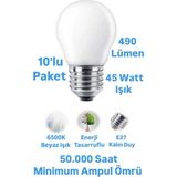Repplam ACK 5W Top Ampul Beyaz Işık E27 Duylu Avize Ampulü 490 Lümen Küçük Ampul - 10 Adet