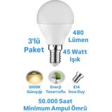 Repplam ACK 5W Top Ampul Günışığı E14 Ince Duylu Avize Ampulü 480 Lümen Küçük Ampul - 3 Adet