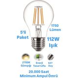 Repplam Horoz 15W Rustik LED Ampul Günışığı 1750 Lümen E27 Duylu Dekoratif Ampul Flamanlı - 5 Adet