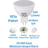 Repplam Horoz 6W MR16 LED Ampul Beyaz Işık 440 Lümen Spot Ampul Iğne Bacak Ampul 220 Volt - 10 Adet