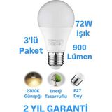 Repplam Horoz 9W LED Ampul Günışığı E27 Duy 900 Lümen LED Lamba 2700 Kelvin - 3 Adet