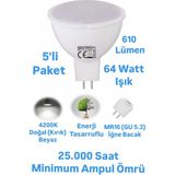 Repplam Horoz Elektrik 8W MR16 LED Ampul Doğal Beyaz Işık 610 Lümen Kırık Beyaz Spot Ampul Iğne Bacak Ampul 220 Volt - 5 Adet
