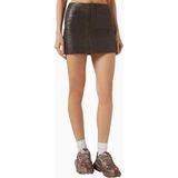 Represent Drive Mini Skirt, Lüks Bubble Deri Mini Etek ile Modern Şıklık - Kahverengi - 12