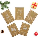 Repro Design 10x14 CM Yılbaşı Temalı 5 Adet Tebrik Kartı 5 Farklı Model Happy New Year Kraft Beyaz Yazı