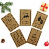 Repro Design 10x14 CM Yılbaşı Temalı 5 Adet Tebrik Kartı 5 Farklı Model Happy New Year Kraft Siyah Yazı