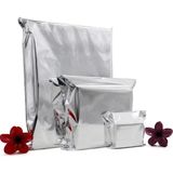 Repro Design 12x17 Gümüş 100 Adet Yapışkanlı Metalize Hediye Poşeti Metalik Gümüş Hediye Ambalaj Paketi