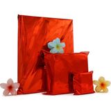Repro Design 17X25 cm Kırmızı 50 Adet Yapışkanlı Metalize Hediye Poşeti Metalik Kırmızı Hediye Ambalaj Paketi
