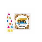 repro design Kişiye Özel İş Makinesi Kamyon Temalı Doğum Günü Etiketi 4 cm Yuvarlak Sticker 24 Adet