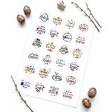 Repro Design Paskalya Etiketi 24’lü – 4 cm Yuvarlak Sticker | Tavşan, Yumurta, Bahar Temalı Dekoratif Etiket - 1 - 102-Beyaz