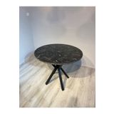 Resa mobilya design Siyah Mermer Desenli Yuvarlak Yemek Masası 70 Cm Çap
