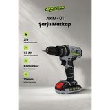 Reschmann R-Akm-01 Profesyonel Kömürsüz Motor Şarjlı Matkap Vidalama - 21V 1.5 Ah Çift Akülü Darbeli Matkap Vidalama Makinesi