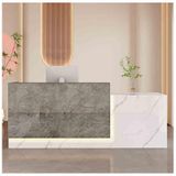 Resepsiyon, resepsiyon, kasa masası, çekmece kablolu ofis dolabı, modern L şeklinde kasa masası, LED lambalı, salon lobi ve ofis için depo raflı resepsiyon stresleri, sti