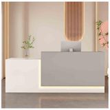 Resepsiyon, resepsiyon, resepsiyon, satış tezgahı, kasa, çekmece kablolu ofis dolabı, modern resepsiyon stresi, LED aydınlatmalı, kilitli ve depo raflı, şık ön sayaç