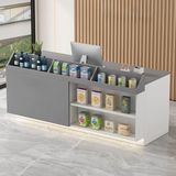 Resepsiyon, resepsiyon stresi, satış tezgahı, kasa, büro dolabı masası, çekmece kablolu, kilitlenebilir çekmeceli ve açık raflı modern resepsiyon stresi, şık satış stresi