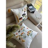 Reset Punch Nakışlı 2 Kırlent Kılıfı Ekru Renk 43 x 44 cm Pamuklu ve Desenli Tasarım