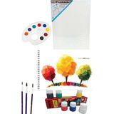 Resim Başlangıç Seti -Büyük Tuval, 35 * 50 cm Resim Defteri, Palet, Fırça-Boyama Sanat Seti - Çok Renkli