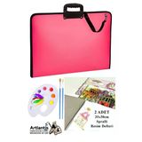 Resim Çantası 35X50 Cm Resim Defteri Palet Fırça Seti 1 Paket Pembe Resim Proje Çantası Fermuarlı Kulplu 37X54 Cm