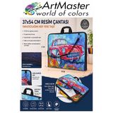 Resim Çantası Desenli Kumaş 37X54 Cm 1 Adet Art07 Teknik Resim Dosya Çantası 35X50 Cm Askılı Proje Çantası Fermuarlı