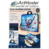 Resim Çantası Desenli Kumaş 37X54 Cm 1 Adet Art09 Teknik Resim Dosya Çantası 35X50 Cm Askılı Proje Çantası Fermuarlı
