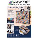 Resim Çantası Desenli Kumaş 37X54 Cm 1 Adet Art10 Teknik Resim Dosya Çantası 35X50 Cm Askılı Proje Çantası Fermuarlı