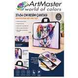 Resim Çantası Desenli Kumaş 37X54 Cm 1 Adet Art11 Teknik Resim Dosya Çantası 35X50 Cm Askılı Proje Çantası Fermuarlı