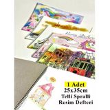 Resim Defteri 15 Yaprak 25X35 Cm Orta Boy Telli Resim Defteri Karton Kapak - 1 Adet
