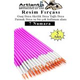 Resim Fırçası 7 Numara 5 Adet Yuvarlak Uçlu Sentetik Resim Fırça Ekonomik Suluboya Akrilik Boya Guaj Boya Yağlı Boya