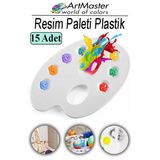 Resim Paleti 15 Adet Plastik Boyama Paleti Godeli Ressam Paleti Akrilik Boya Guaj Boya Suluboya Resim Yapma Boya Paleti