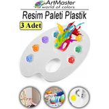 Resim Paleti 3 Adet Plastik Boyama Paleti Godeli Ressam Paleti Akrilik Boya Guaj Boya Suluboya Resim Yapma Boya Paleti