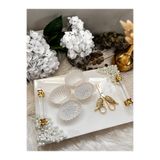 RESİNARTSHOP Epoksi İncili Dikdörtgen Nişan Tepsisi Seti Gold