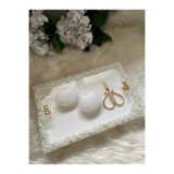 RESİNARTSHOP Epoksi Nişan Tepsisi Seti dikdörtgen full İncili 4parça Gold