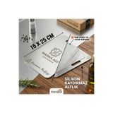 Resinoxstudio İSİM VE LOGO BASKISI ÜCRETSİZ _ (15X25CM)PASLANMAZ ÇELİK KESME TAHTASI_ SİLİKON KAYDIRMAZ ALTLIK