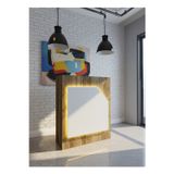 Resital Ledli Karşılama Bankosu G-90 cm Ofis Kasa Resepsiyon Masası BANKO-002-1-2