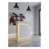 Resital Ledli Karşılama Bankosu G-90 cm Ofis Kasa Resepsiyon Masası BANKO-002-8-1