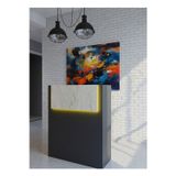 Resital Ledli Karşılama Bankosu G-90 cm Ofis Kasa Resepsiyon Masası BANKO-003-8-4