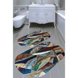 Resmiro Abstract Tüy Desenli Kaymaz Taban Yıkanabilir 2'li Desenli Banyo Paspası (50X60 cm - 60X100 Cm) - Renkli