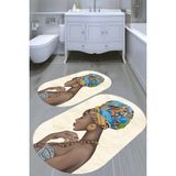 Resmiro Afrika Tasarımlı Kaymaz Taban Yıkanabilir 2'li Desenli Banyo Paspası (50X60 cm - 60X100 Cm) - Renkli