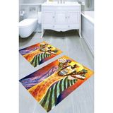 Resmiro Afrika Yerlileri Desenli Kaymaz Taban Yıkanabilir 2'li Desenli Banyo Paspası (50X60 cm - 60X100 Cm) - Renkli