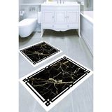 Resmiro Altın Detay Çerçeve Desenli 2li Banyo Paspası (50X60 cm - 60X100 Cm) - Çok Renkli - 60 x 100 cm