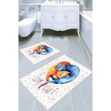 Resmiro Aşık Kediler Desenli Kaymaz Taban Yıkanabilir 2'li Desenli Banyo Paspası (50X60 cm - 60X100 Cm) - Renkli