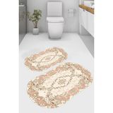 Resmiro Asimetrik Çiçekli Kaymaz Taban Yıkanabilir 2'li Desenli Banyo Paspası (50X60 cm - 60X100 Cm) - Renkli